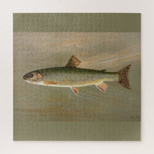 American Brook Trout Vintage Fish Illustration Jigsaw Puzzle