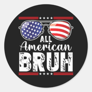 American Bruh 4th Of July Boys Patriotic Teens Kid Classic Round Sticker
