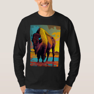 American Buffalo Animal Pop Bison Grilling T-Shirt