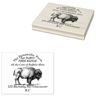 American Buffalo Bison Family Farm lg Rubber Stamp