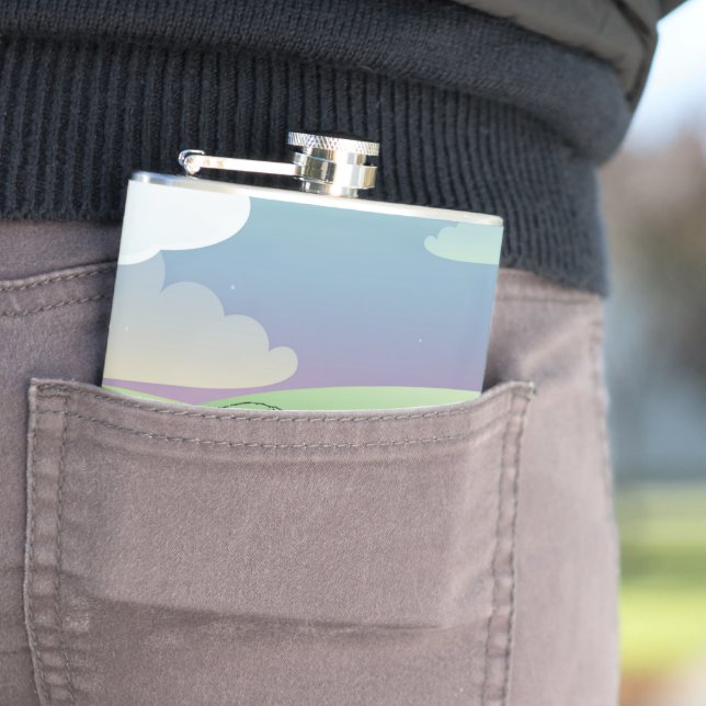 American Buffalo Bison in a green field Hip Flask (In Situ)