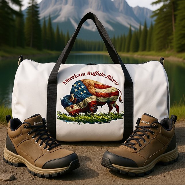 American Buffalo Bison Proudly Patriotic Duffle Bag (Creator Uploaded)