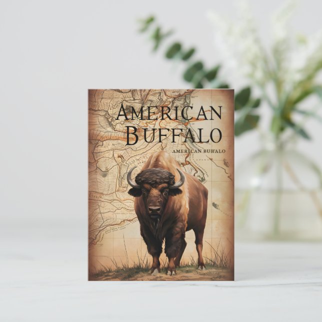 American Buffalo On A Map Postcard (Standing Front)