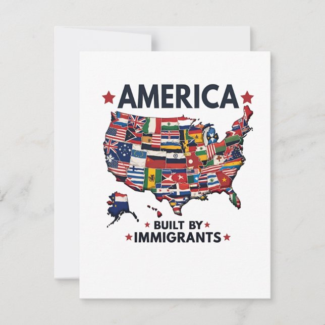 American Built by Immigrants Patriotic American  Card (Front)