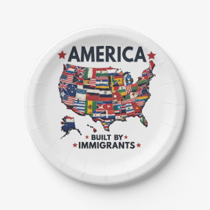 American Built by Immigrants Patriotic American  Paper Plate