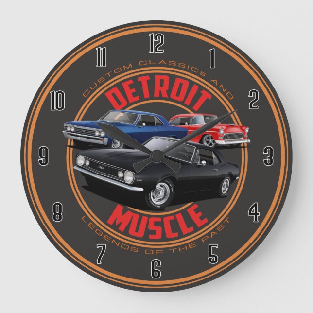 American Built Muscle Cars Large Clock (Front)