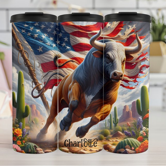 American Bull: Desert Charge, Stars, Stripes Thermal Tumbler (Creator Uploaded)