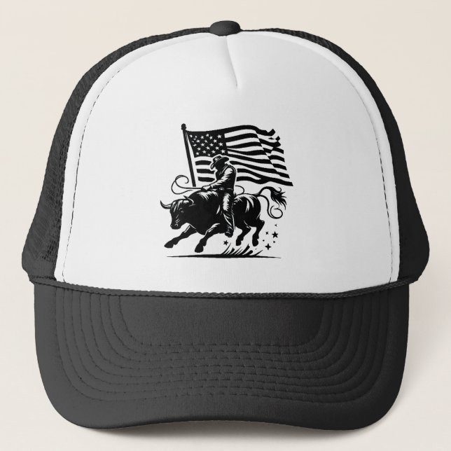 American Bull Rider Rodeo Trucker Hat (Front)