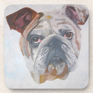 American Bulldog Artistic Pet Portrait Coaster