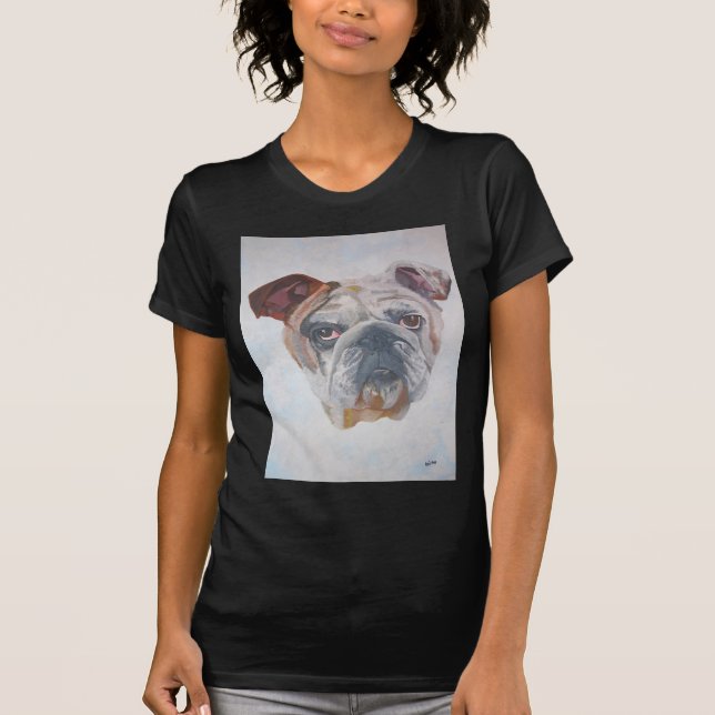 American Bulldog Artistic Pet Portrait T-Shirt (Front)