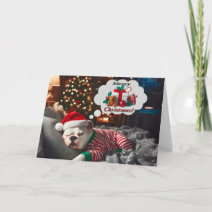 American Bulldog Christmas Dreams Card