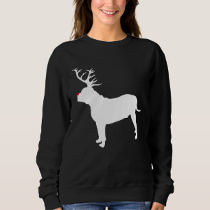 American Bulldog Dog Christmas Reindeer Antlers Xm Sweatshirt