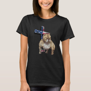 American Bulldog Dog From God Jesus Cross With Pit T-Shirt