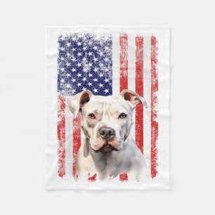 American Bulldog Dog Lover Flag 4th of July Fleece Blanket