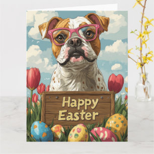 American Bulldog Easter Eggs Card