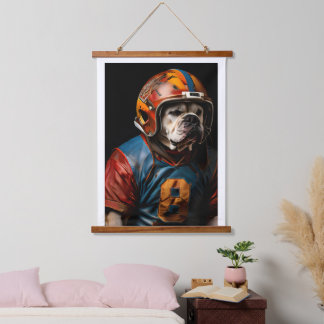 American Bulldog Football Player Leather Helmet Hanging Tapestry
