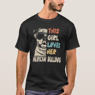 American Bulldog Girl Cool Vintage Retro For Dog M T-Shirt