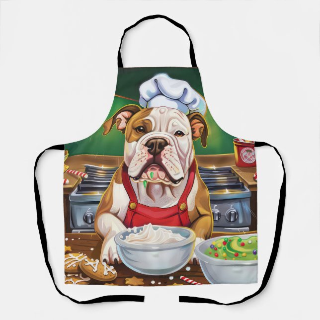 American Bulldog Holiday Baking: Festive Christmas Apron (Front)