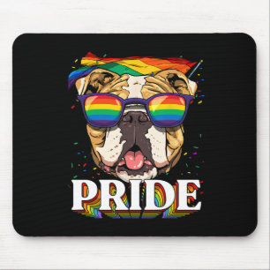American Bulldog Lgbtq Rainbow Flag Pride Month Do Mouse Pad