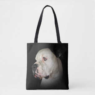 American Bulldog On Black Tote Bag