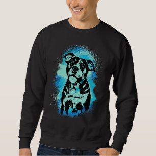 American Bulldog Paint Blue Design Dog Mom Dad Sweatshirt
