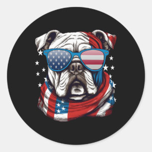 American Bulldog Patriotic 4th Of July Dog Lovers Classic Round Sticker