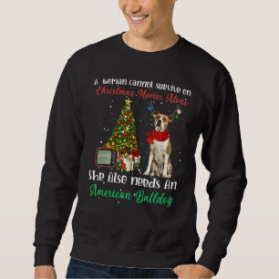 American Bulldog Reindeer Christmas Tree Ornament Sweatshirt