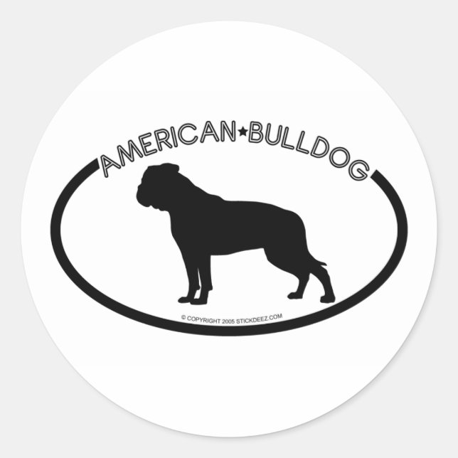 American Bulldog Silhouette Black Sticker (Front)