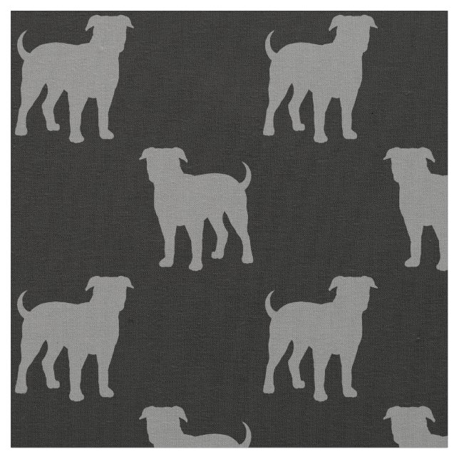 American Bulldog Silhouettes Pattern Fabric (Close Up)