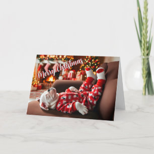 American Bulldog Sweet Dreams Christmas Card
