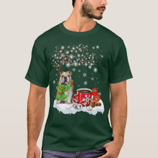 American Bulldog Under Snow Tree Nice Dog Christm T-Shirt