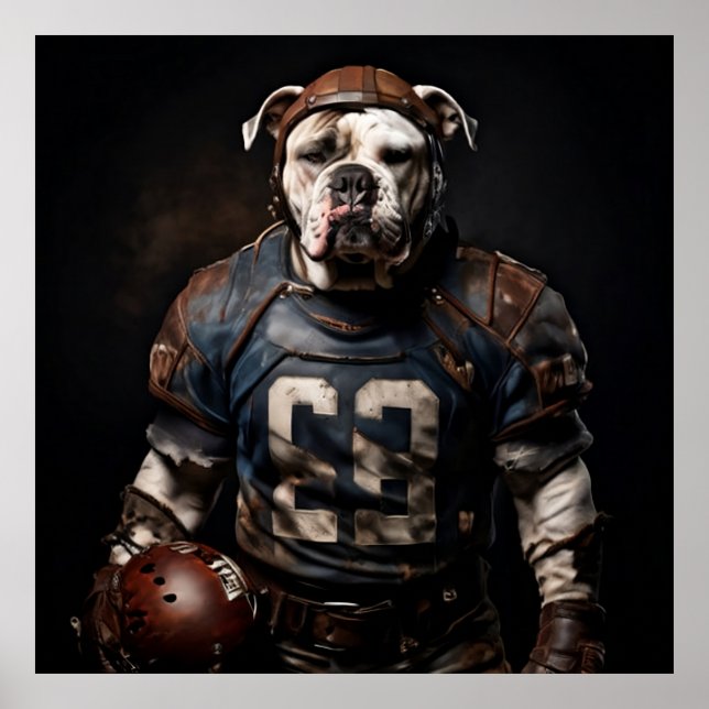 American Bulldog Vintage Football Player Poster (Front)