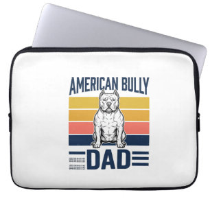 American Bully Dad Vintage Dog Lover Shirt Design_ Laptop Sleeve