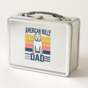American Bully Dad Vintage Dog Lover Shirt Design_ Metal Lunch Box