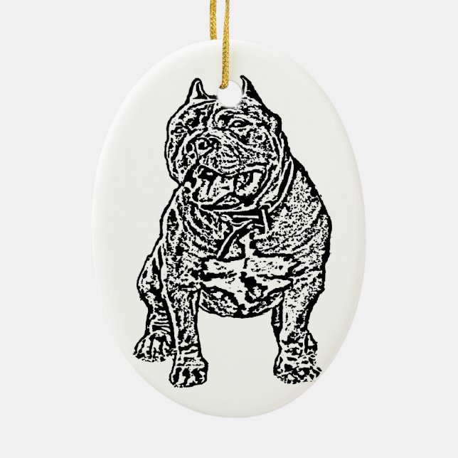American Bully Dog Ceramic Tree Decoration (Back)