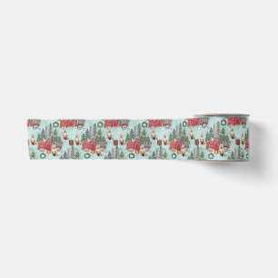 American bully dog Red Christmas Truck Festive Satin Ribbon