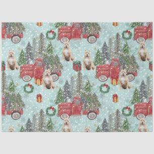 American bully dog Red Christmas Truck Festive Tissue Paper