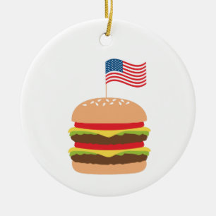 American Burger Ceramic Tree Decoration