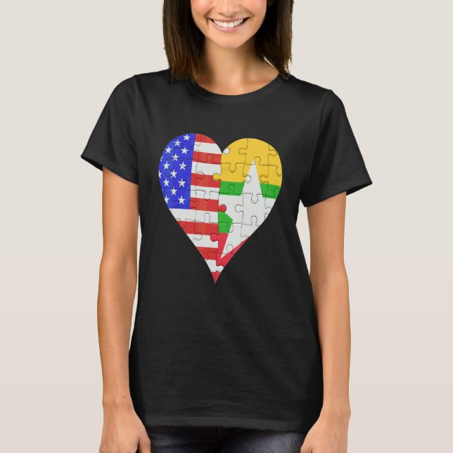 American Burmese Flag Heart T-Shirt (Front)