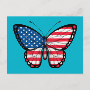 American Butterfly Flag Postcard