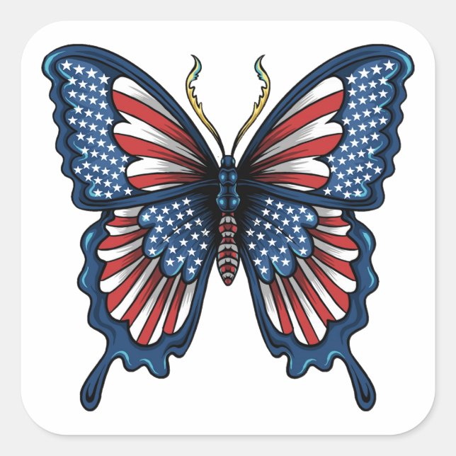 American Butterfly T-Shirt Square Sticker (Front)