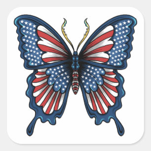 American Butterfly T-Shirt Square Sticker