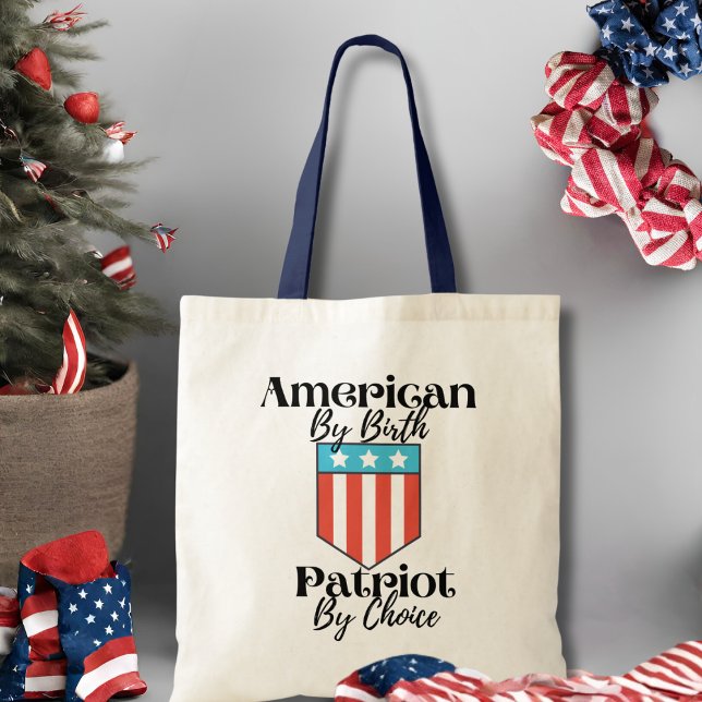 American By Birth Patriot By Choice Retro Tote Bag (American By Birth Patriot By Choice Retro Tote Bag)