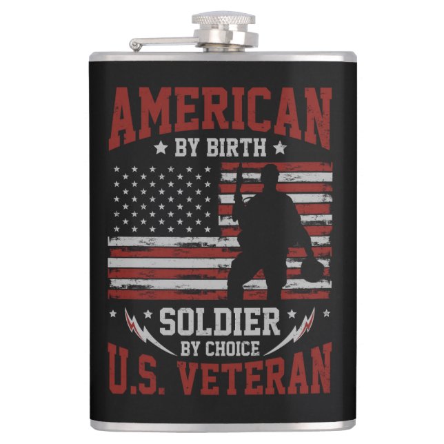 American by Birth Quote Hip Flask (Front)