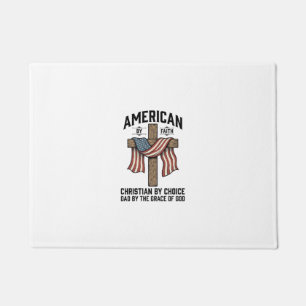 American by Faith Christian Dad Patriotic Cross Sh Doormat