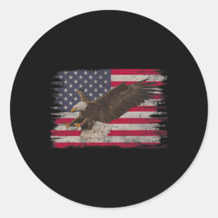 American Byld Eagle 4th Of July Us Flag Patriotic  Classic Round Sticker
