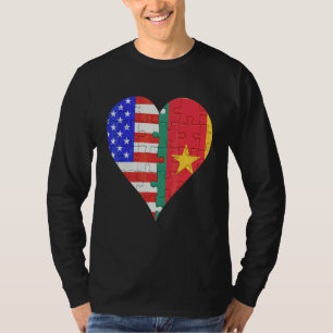 American Cameroonian Flag Heart T-Shirt