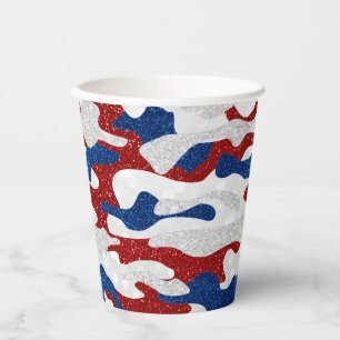 American Camo July 4th Glitter Paper Cups