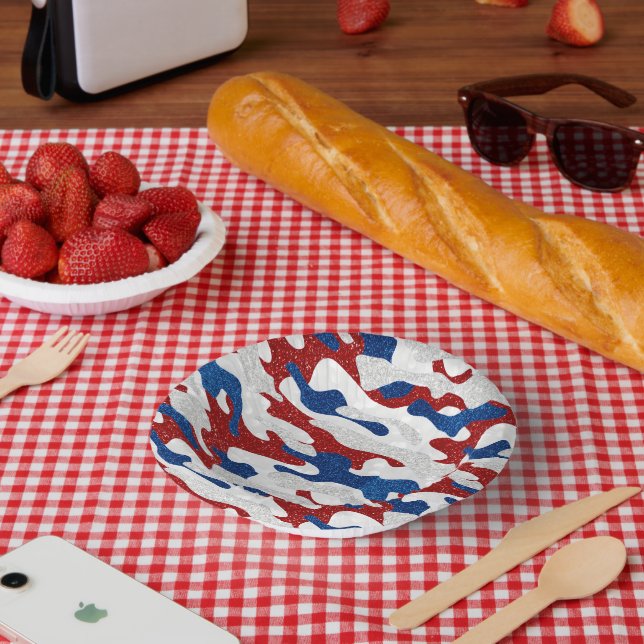 American Camo July 4th Glitter Paper Plate (Picnic)