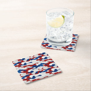 American Camo July 4th Glitter Square Paper Coaster